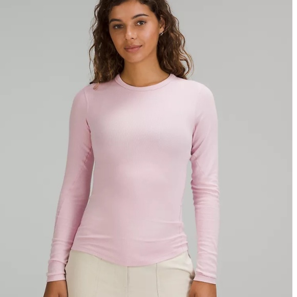 LuluLemon Hold Tight Long-Sleeve Shirt Pink Peony Size 12 - Picture 1 of 7